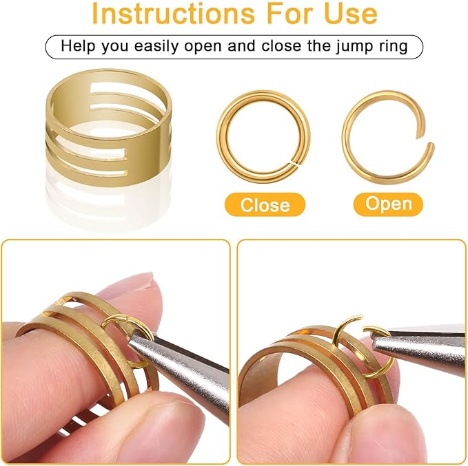 Anezus Jump Rings for Jewelry Making Supplies and Necklace Repair with Jump Ring Pliers and Open Jump Ring(1200Pcs Silver and Gold)