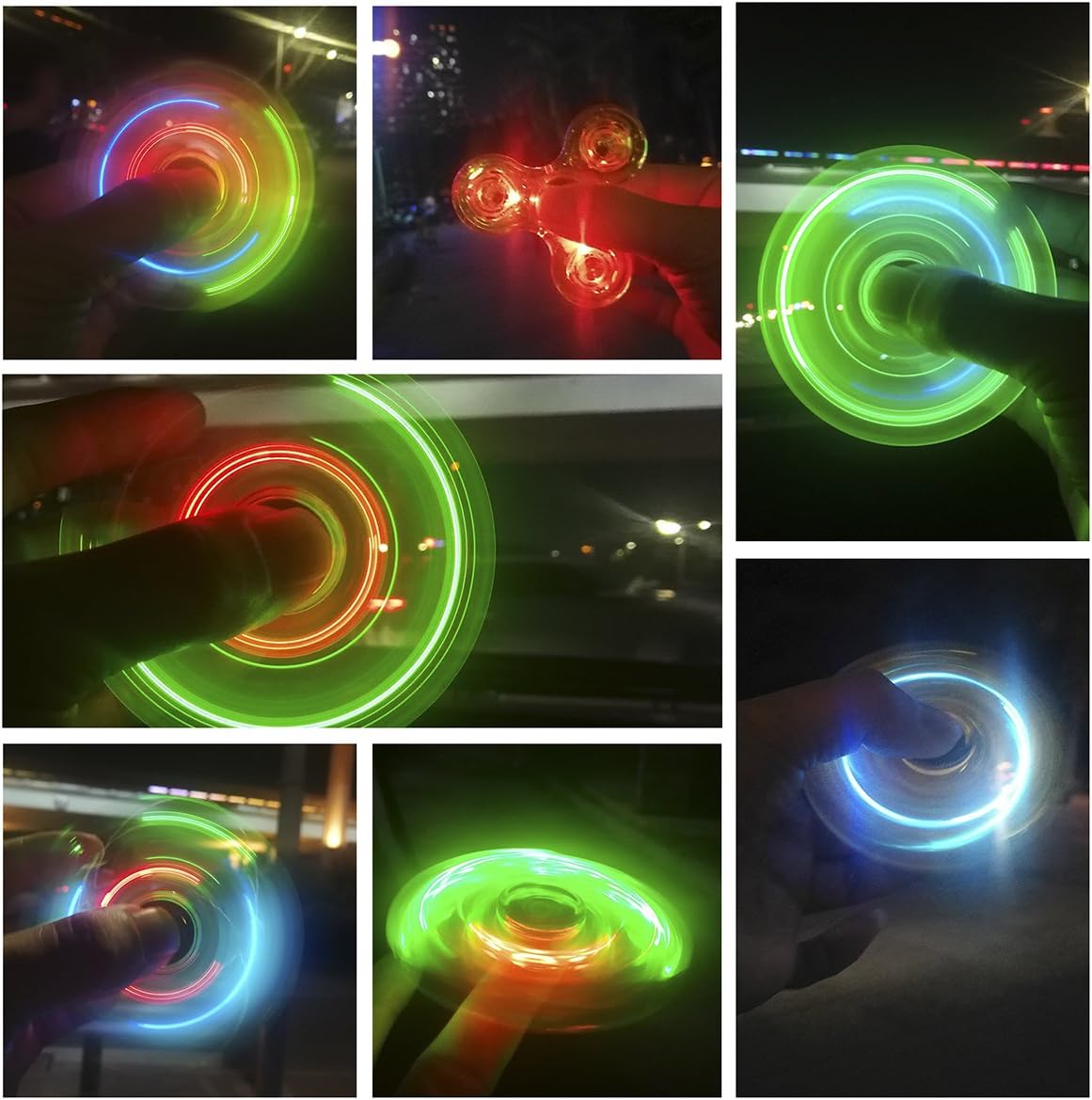 FIGROL 2 Pack Fidget Spinners｜LED Light Up Crystal Fidget Spinners for Children｜Glow in The dark Goodie Bag Stuffers Classroom Prizes Return Gifts