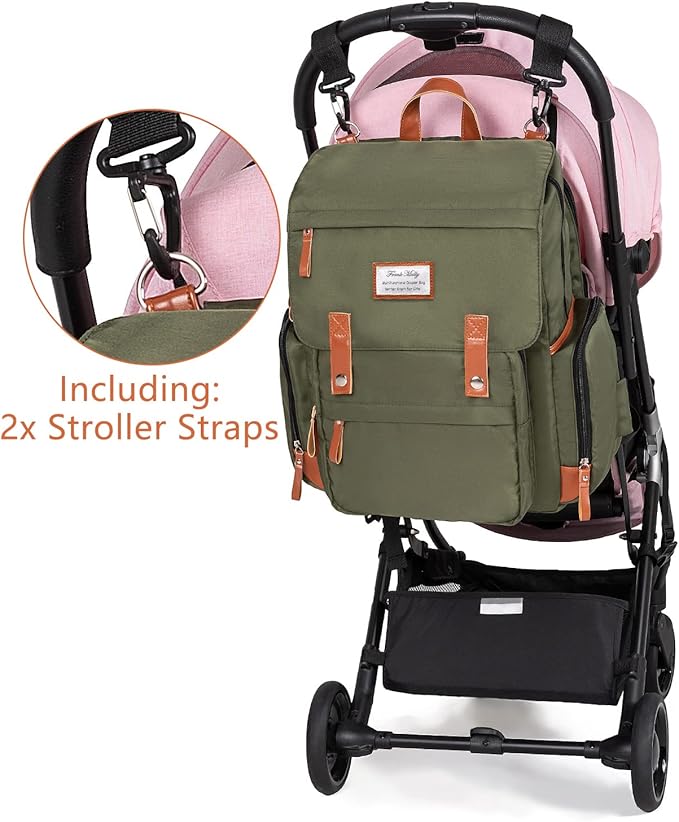 Frank Mully Diaper Bag Backpack Large Multifunction Travel Baby Bag for Mom Dad Army Green
