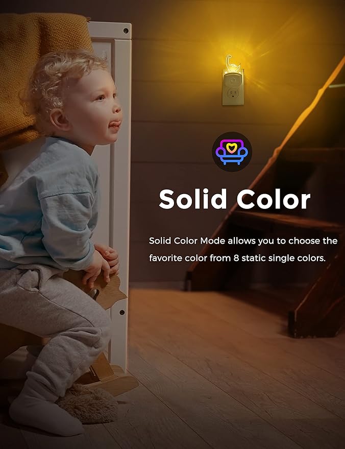 LOHAS Dinosaur Night Light for Boys, Kids Nightlight Plug in, Dusk to Dawn, LED Nursery Night Lights Plug into Wall, 3 Lighting Modes, Color Changing, RGB+Soft White 3000K, for Children, Bedroom Décor