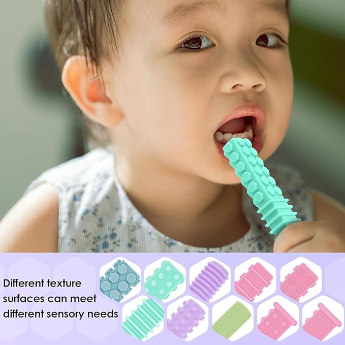 ERKOON 5 Pack Sensory Chew Toys for Autistic Children, Silicone Chewy Tubes Teething Tubes for Autism, ADHD, SPD, Chewies with Special Needs, Oral Motor Chewy Tool for Sensory Kids