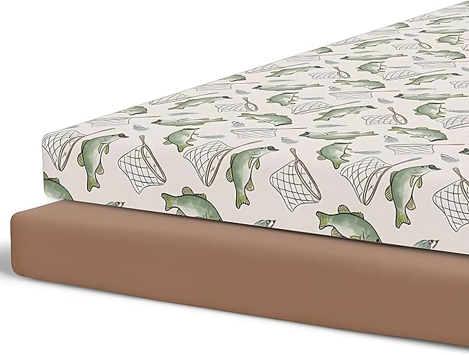 Pobibaby – 2 Pack Pack N Play Sheets and Mini Crib Sheets, Premium Fitted Pack N Play Sheets for Standard Playards and Mini Cribs – Ultra-Soft Jersey Knit, Safe and Snug for Baby (Gingham Khaki)