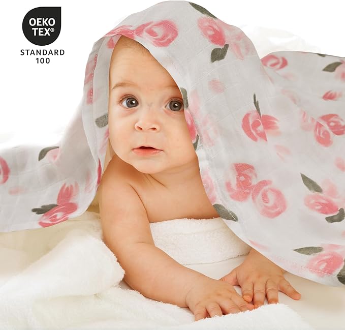 Muslin Baby Burp Cloths, Large 27 x 27 Inches Burping Cloths for Newborn Girls Boys, 6 Pack Baby Burp Rags Towel and Washcloths for Infant (Gentle Colors)