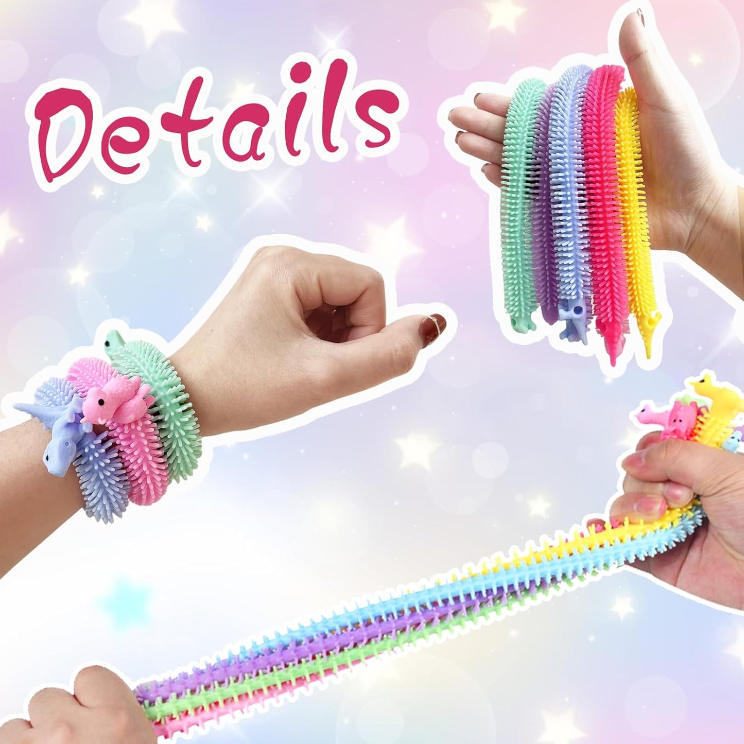 50 PCS Stretchy Fidget Toy,Sensory Fidget Stretch Toys,Colorful Sensory Stress Fidget Toys for Kids and Adults Stress Relief,Goodie Bag Fillers,Party Favor