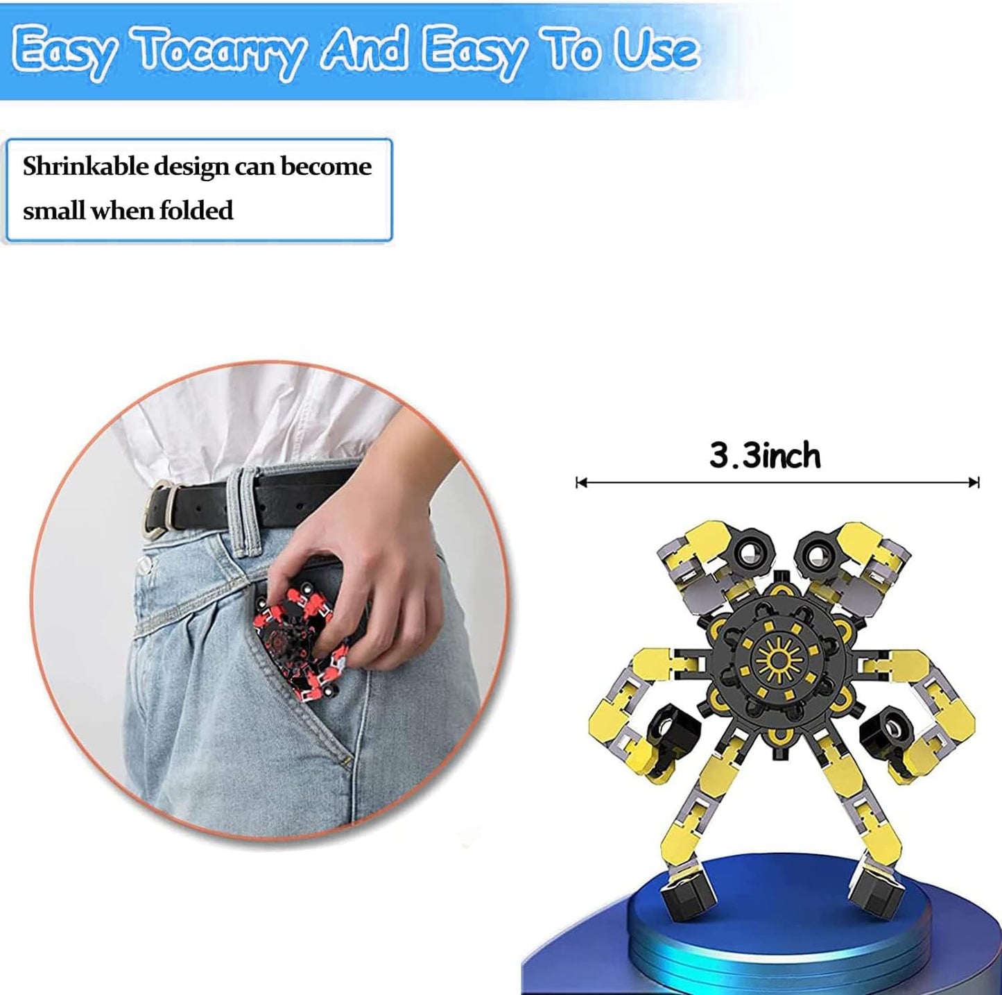 40 Pcs Deformable Robot Fidget Spinners - Transformable Fingertip Toys for Classroom Prizes, Christmas, Valentine Gifts - Goodie Bag, Stocking, Easter Basket Stuffers for Kids