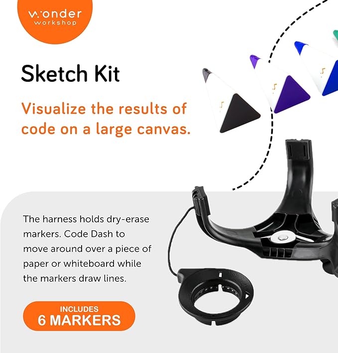 Wonder Workshop Dash Robot Wonder Pack – Coding Educational Bundle for Kids 6+ – Free STEM Apps with Instructional Videos - Launcher Toy, Sketch Kit Drawing, Gripper Building