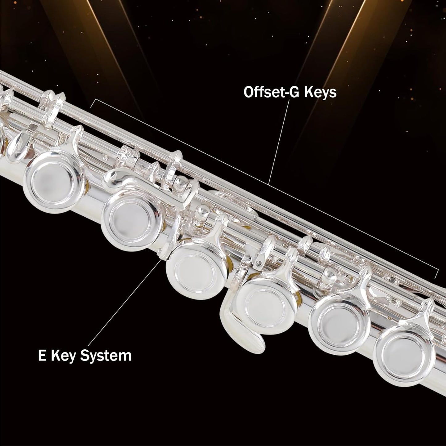 EASTROCK Silver Plated C Flute Closed Hole 16 Keys Flute Instrument with Curved Head Joint Mouthpiece Replacement,Cleaning Kit,Stand,Carrying Case,Gloves,Tuning Rod for Beginners Kids Students