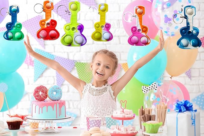 (Students Birthday Gifts and Party Favors) 30 Packs Guitar Bulk Mini Pop for Adult Kids,Cool Shape Sensory Small Bubble Fidget Classroom Supplies