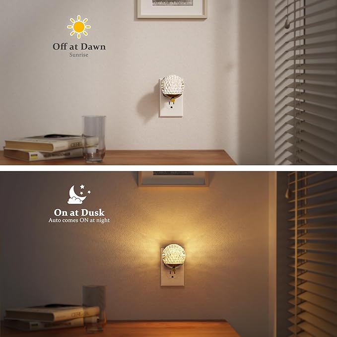 JandCase LED Night Light, 3000K Warm White & RGB Color Changing Night Lights Plug into Wall, Dusk to Dawn Light Sensor, 180° Rotatable Plug in Nightlights for Bathroom, Bedroom, Hallway 2 Pack