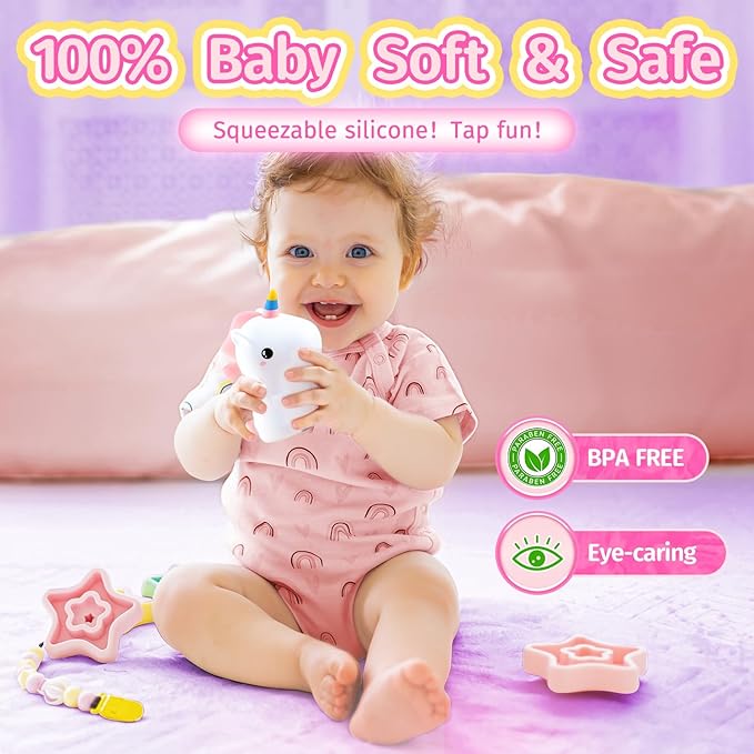 Mubarek Unicorn Night Light for Kids,【Remote&16 Colors】 Toddler Night Light,5 Brightness Nightlight for Kids Room,Cute Lamp Unicorn Lamp,Kawaii Room Decor,Gifts for Girls