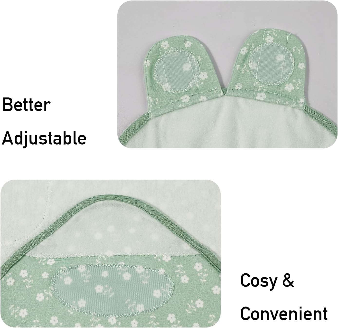 Baby Swaddle Sacks, 3-Pack Newborn Organic Cotton Swaddle Wrap, Adjustable Swaddling Blankets, Nursery Swaddling Essentials for Newborn 0-3 Months, Infant Shower Items Gift (Flowers & Rabbits)