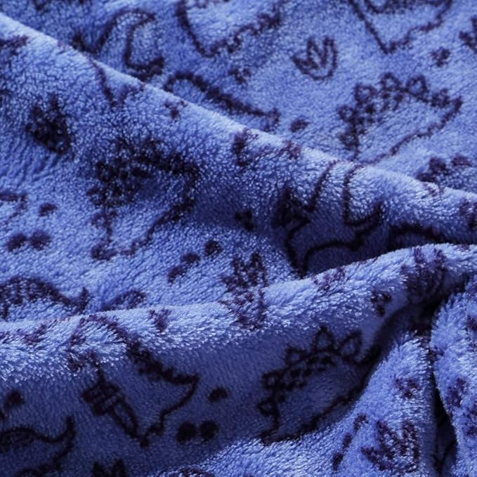 CREVENT 30"X40" Lightweight Fuzzy Fluffy Warm Plush Baby Blanket for Boys Infant Toddler Newborn Crib Cot Stroller - Blue Dinosaur