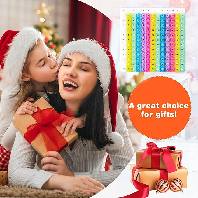 Interactive 12x12 Multiplication Pop Board - STEM Sensory Math Toy with Poppable Bubbles, Classroom & Homeschool Learning Game, Multiplication Table Chart for Kids, Stress Relief Tool, CPC Certified