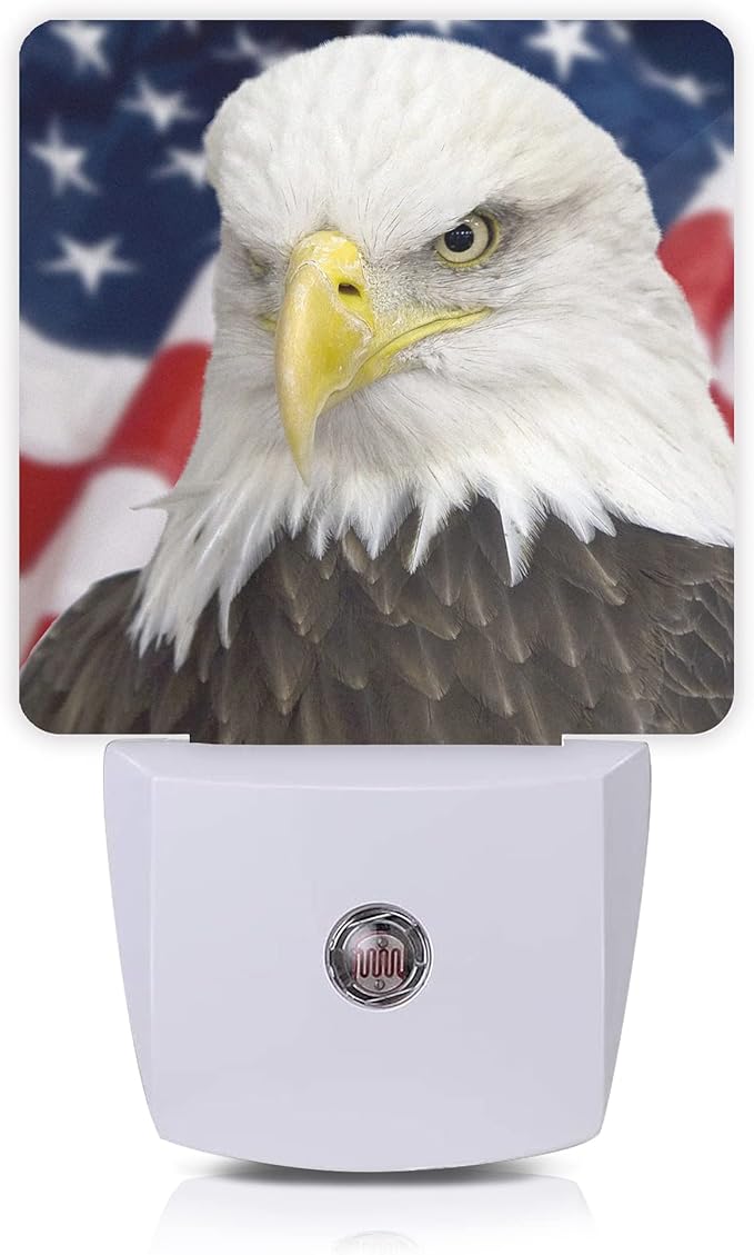 American Flag Night Light,Eagle Night Lights 0.5W Sleep Friendly for Boys Girls Led Lamp Dusk to Dawn Sensor Nightlight for Stairway/Hallway/Kitchen