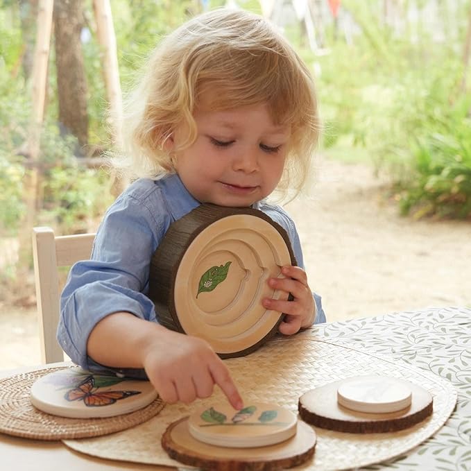 Kaplan Early Learning Lifecycle Puzzles - Set of 3 - Nature-Inspired Montessori Nesting Science Toys for Toddlers Ages 2+