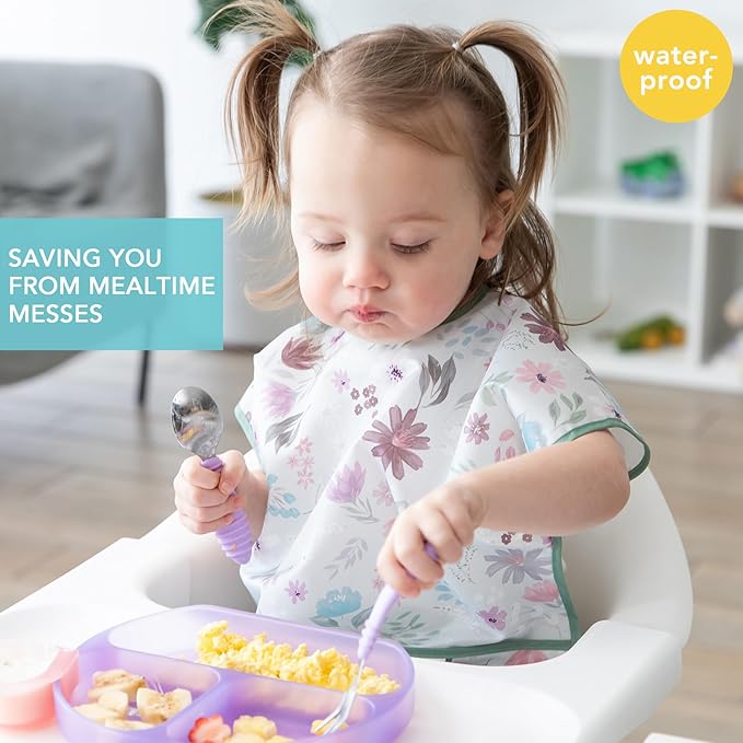 Bumkins Bibs - Toddler Bibs, Waterproof, Large for 1-3 Years, Short Sleeve