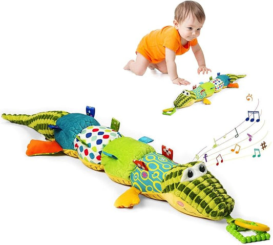 Jollybaby Baby Toys, Tummy Time Baby Toys with Rattles, Crinkle, Newborn Baby Musical Toys for Infant 0 3 6 9 12 Months Boys & Girls-Alligator