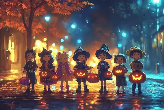 1000 Pieces Puzzle Halloween Street, Adult Pumpkin Candy Basket Artwork | Creative Hd Matching Puzzle Paper Puzzle