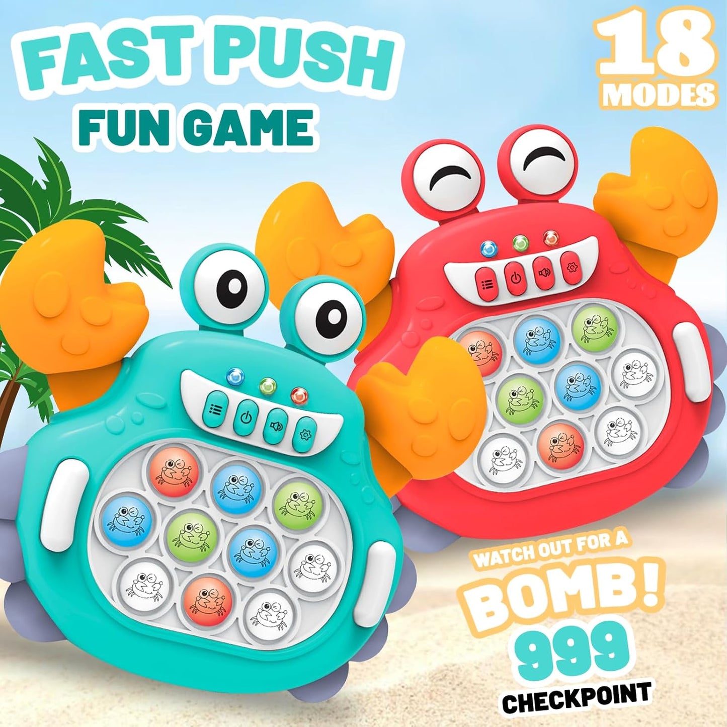 Fast Push Game, Pop Bubble Fidget Toy Quick Push Light Up Popping Game Toys for Ages 4-12, Birthday Gifts for Boys & Girls & Teens