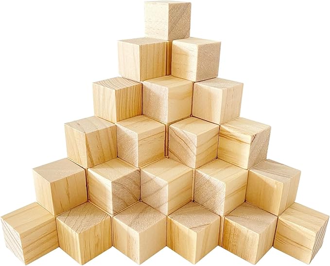 1-1/2 inch Unfinished Wooden Cubes,Pack of 40 Wood Square Blocks, Wood Blocks for Crafting Making & DIY Projects & Decor