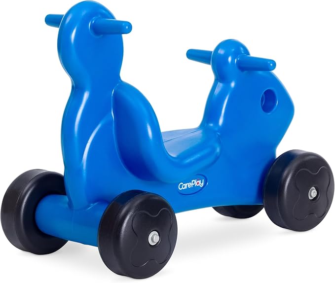 Careplay 2-in-1 Squirrel Push & Ride-on Toy, Indoor & Outdoor Use, Low Profile Seat, Recommended for Children up to 50lbs, Durable Construction, Made in The USA, Blue
