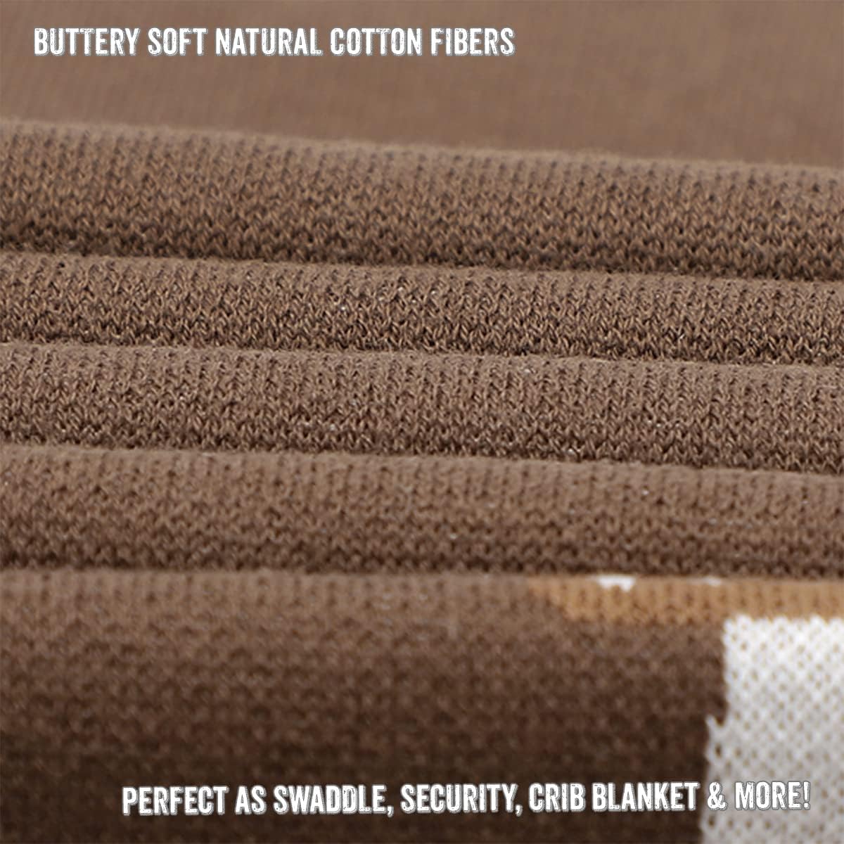 Knit Baby Swaddling Blanket - 100% Cotton Lightweight Soft Cozy Receiving Swaddle Crib Stroller Quilt Blanket for Shower Gift Registry for Newborns, Infants, Toddlers (Deer - Mocha)