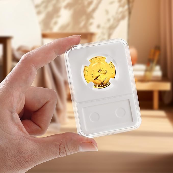 10-Pack 33mm Coin Slab Display Holder, Clear Acrylic Storage Case for U.S. 1 oz Gold & Platinum Eagles, 1 oz Gold American Buffalo and Other 32.7mm Coins, Four-Point Fixation Coin Collection Box