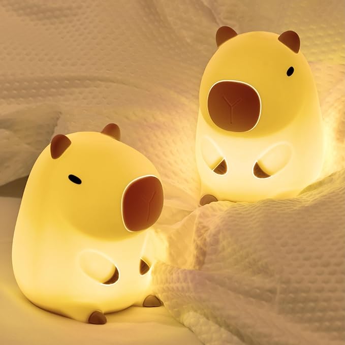 Capybara Night Lamp, Capybara for Loved Ones and Friends, Capybara Light Gift, ABS+SIL, Touch Control, Portable Rechargeable Dimmable, Best Choice for Gift Giving (Capybara)