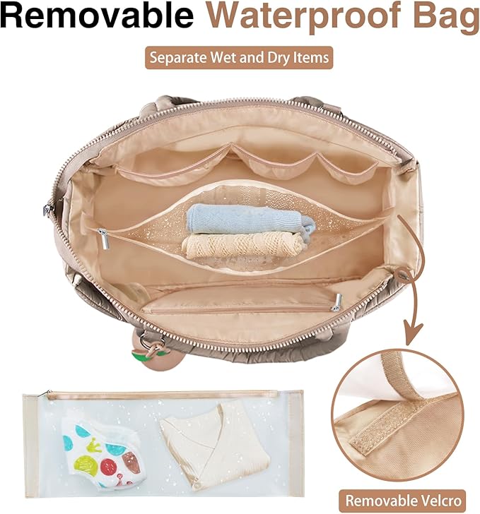 Diaper Bag Tote, Baby Diaper Tote Bags Crossbody Hospital Bag Travel Large Mommy Bag, with Silicone Pacifier Case