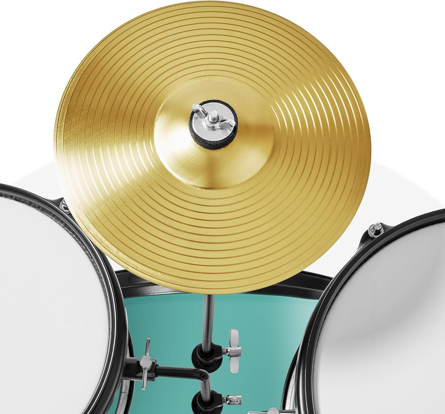 Gammon 3-Piece Junior Drum Set with Throne - Teal, Complete Beginner Kit with Bass Drum, Toms, Cymbal, Pedal, and Drumsticks