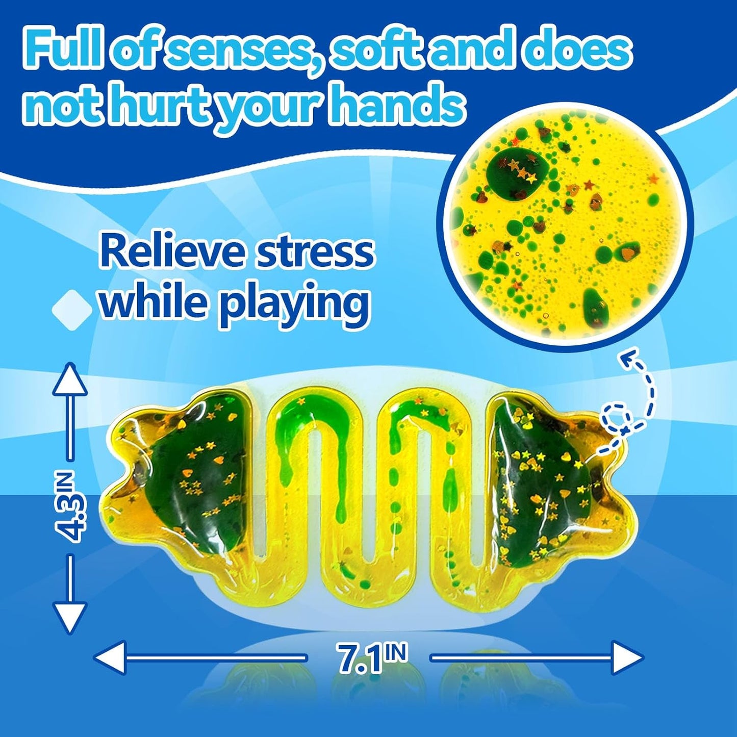 Squishy Tube Sensory Toys for Kids: Sensory Toys for Autistic Kids Glitter Sensory Squeeze Tube Anxiety Relief Toy for Ages 3 to Adults Easter Basket Christmas Stocking Stuffers 4-Pack Multi-Color