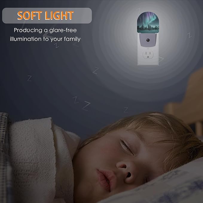 Aurora Forest Night Light - LED Wall Sconce for Bedroom, Bathroom, Hallway, Plug in Decorative Lighting, Gift Ready LED Wall Lamp for Women