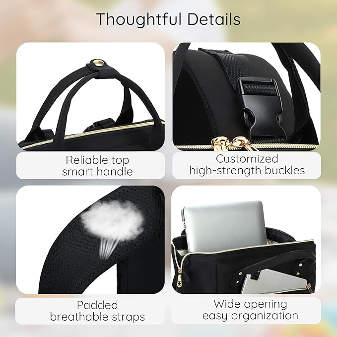 AIJIEKE Diaper Bag, Large Wide-Open Baby Diaper Backpack, Multi-functional Baby Travel Tote Bag, Diaper Bag with Changing Pad, Diaper Bags for Mom & Maternity (Black)