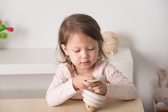 PlanToys Lacing Sheep Wooden Toddler Toys for Color Sequencing with Colored Beads and Matching Different Sized Rings - Lace Together to Build the Sheep