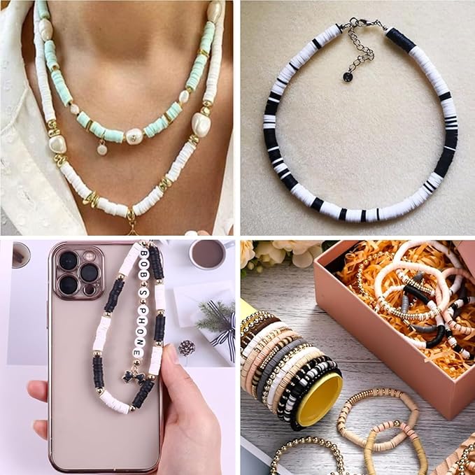 4000 Pcs Multicolor Clay Beads for Bracelets Making 6mm Heishi Polymer Clay Bead, Flat Round Disc for Jewelry Making