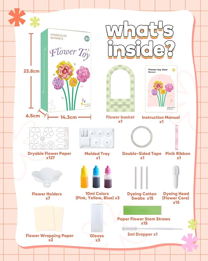 Paper Flowers for Crafts, Arts and Crafts for Kids Ages 8-12, Paper Flowers Science Kits, DIY Color Changing Flower Educational STEAM Toys, Christmas Birthday Gifts for Girls Age 5 6 7 8 9 10 11 12