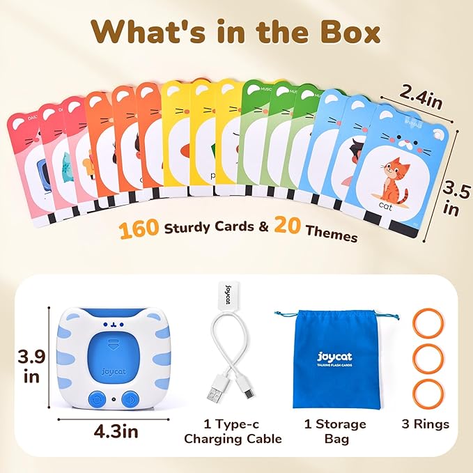 JoyCat Talking Flash Cards for Toddlers 3-5, 314 Words with Durable Thick Cards & Clear Audio, Easy to Slide in and Out, Speech Therapy Toys, Birthday Gifts for Boys Girls