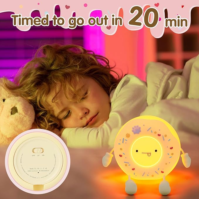 QANYI Donut Lover Lamp, Soft BPA Free Silicone Touch Night Light, Eye Caring, Stepless Dimming, Christmas Gift, Room Decor, Party, Home Office, Nursery Night Light for Kids Breastfeeding and Sleeping