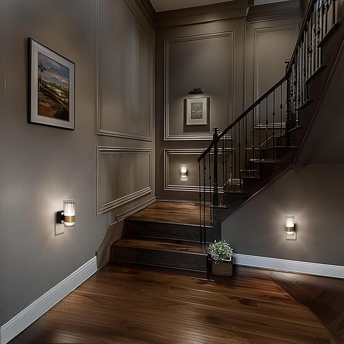 Night Lights Plug into Wall, Home Decor, Decorative Night Light with Dusk to Dawn Light Sensor, Daylight White 5000K, 0-100LM Adjustable Brightness, Unique Design for Use in Bedroom, Hallways, 2 Pack