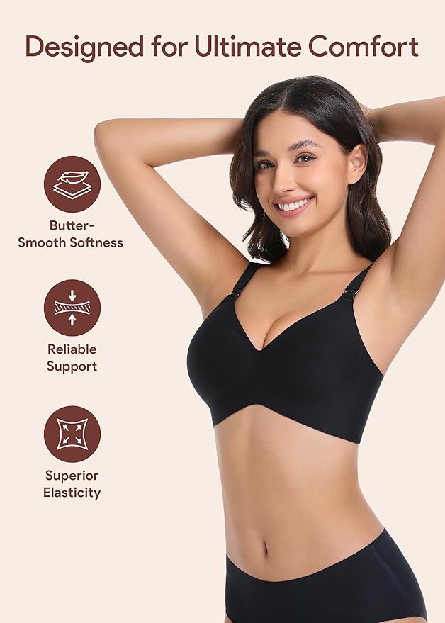 Maternity Nursing Bras Wireless Seamless Ultra-Soft Comfort for Breastfeeding Pregnancy Easy One-Handed Access Sleep Bra