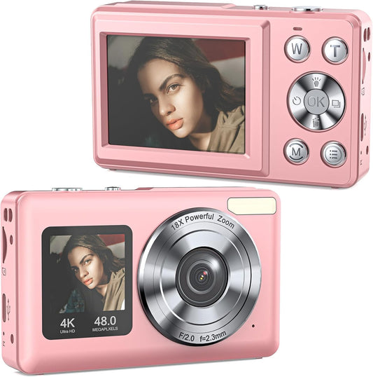 Digital Camera,Autofocus 4K Vlogging Camera for Photography with 32GB Card,48MP Portable Compact Point and Shoot Kids Digital Cameras for Kids Boys Girls with 18X Zoom,Anti-Shake