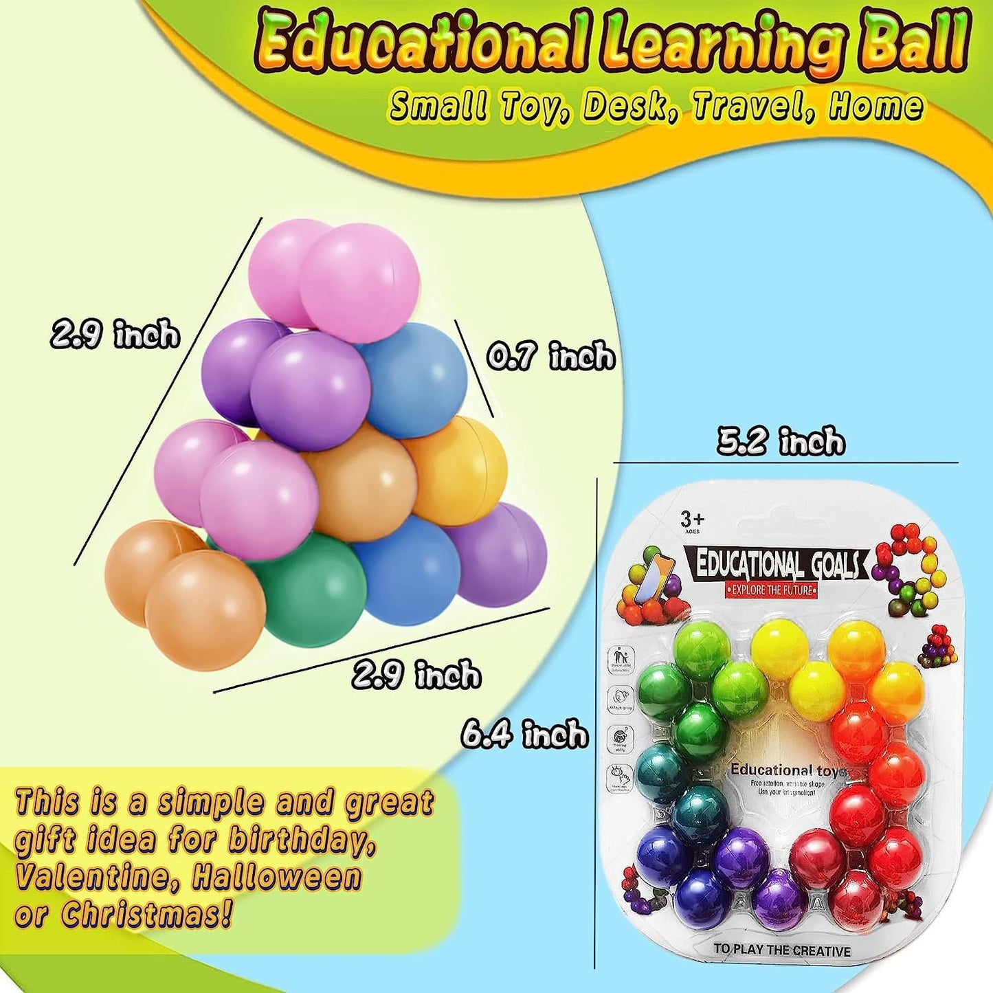 Sensory Fidget Toys for Kids Toddler Boys, Autism Figette Ball Autistic ADHD Cool Desk Toy, Calm Down Travel Airplane Essentials Toys for Age 3-12 Year Old, Stuffers Gift for Kids Teens Girls