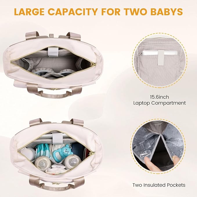 LOVEVOOK Diaper Bag Backpack,Diaper Bag Tote with Insulated Pockets,Baby Bag for Girl Boy with Changing Pad,Large Baby Diaper Bag with Pacifier Case,15.6 Inch Anti-Theft Laptop Backpack for Women