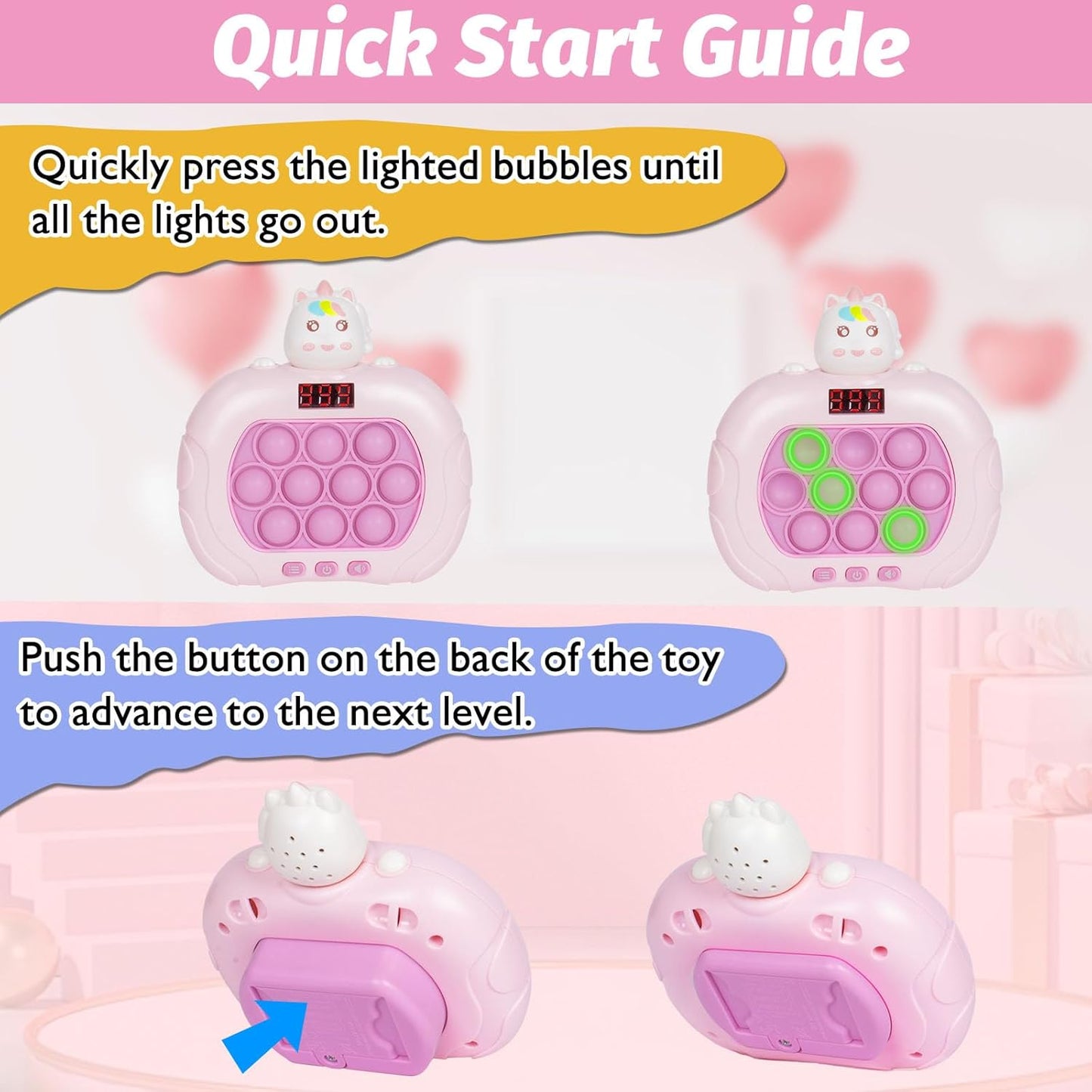 Fast Push Bubble Game with Score Level Display Light Up Pop Fidget Game with 6 Modes Sensory Fidget Toys for Christmas Birthday Party Gifts