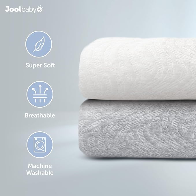 Jool Baby Changing Pad Covers (2 Pack) Soft & Comfortable, Fits Most Standard Diaper Changing Pads (Off-White & Gray-Wave)