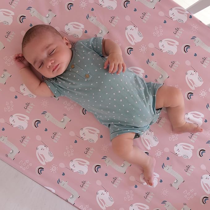 BROLEX Baby Fitted Crib Sheets: Kid Crib Sheets - Set of 2 for Toddler Standard Size Crib Mattress for Boys and Girls - Jersey Knit Crib Bed Sheets Elephant Rabbit