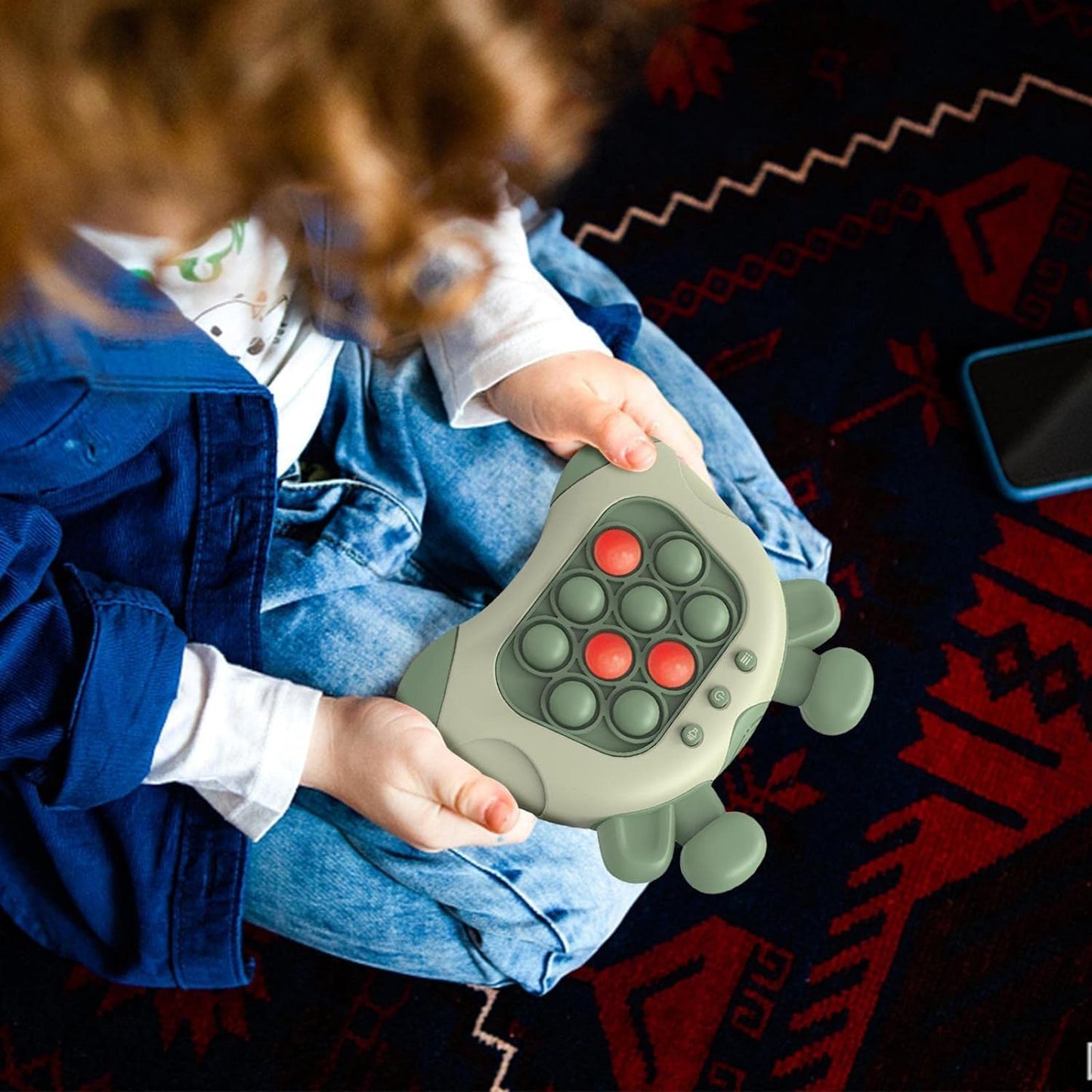 Fast Push Bubble Game, Quick Push Game Light Up Pop Fidget Game Toys, Handheld Game Sensory Fidget Toys for Kids 6-12, Xmas Birthday Gifts for Boys Girls Teens (Green)