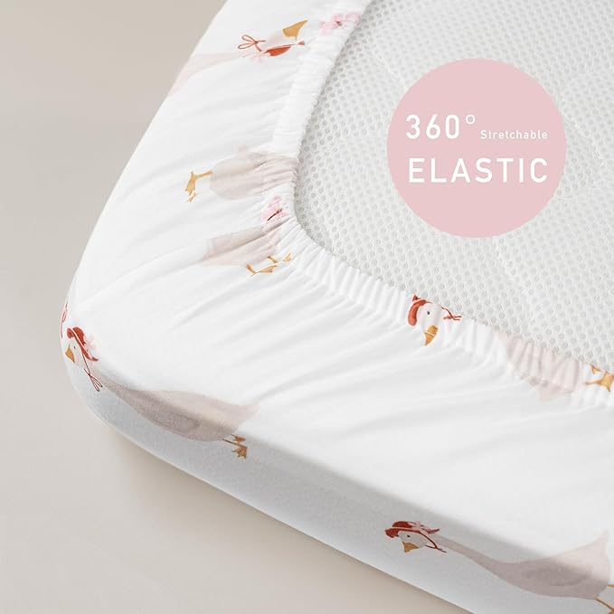 Nap Mat Sheet 47"x24", 3 Pack Pink Floral Baby Crib Sheets Fitted Elastic Corners, Preschool Day Care Rest Mat Cover, Soft Breathable - Compatible with Regalo My Cot, Joovy Travel Cot