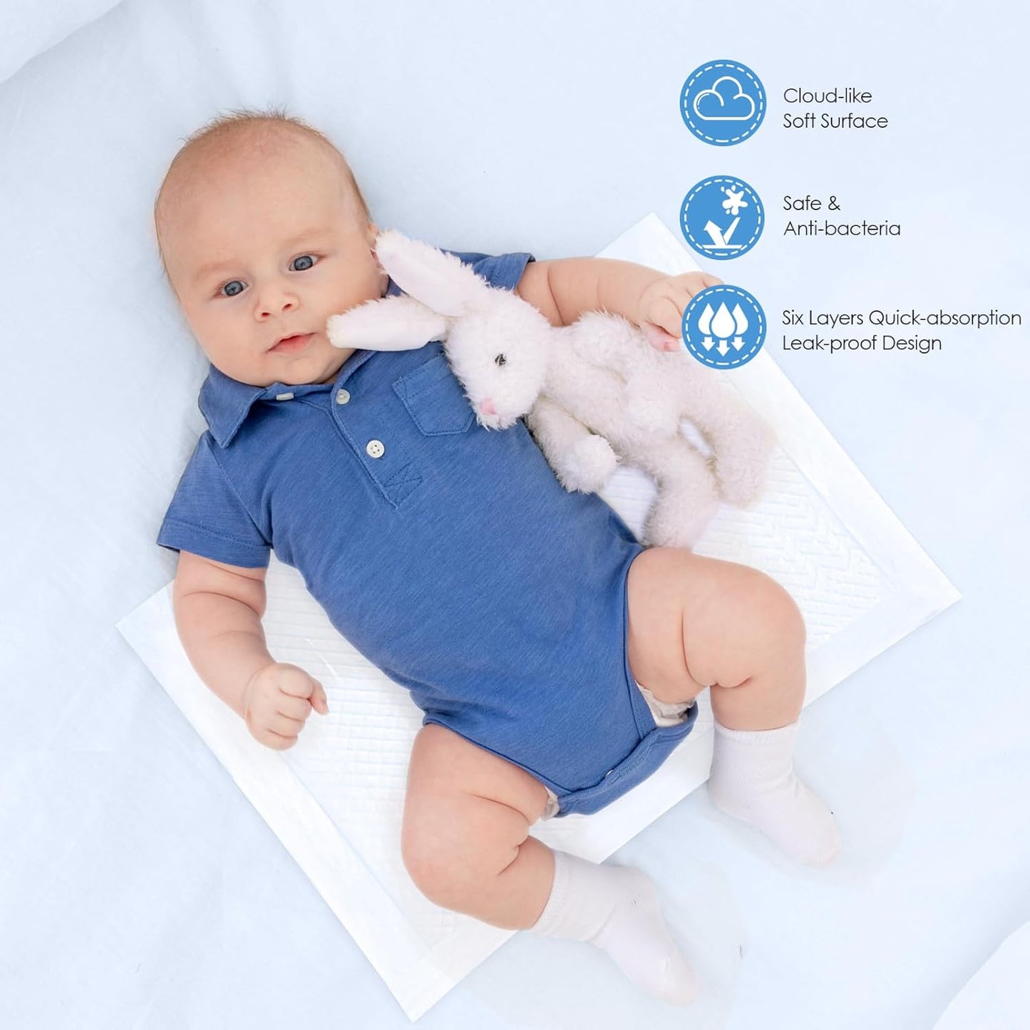 Disposable Changing Pads for Baby, 150 Pack Disposable Changing Pad Liners, Waterproof Disposable Underpads, Ultra Absorbent Super Soft Breathable Diaper Changing Mat 13 x 18 in