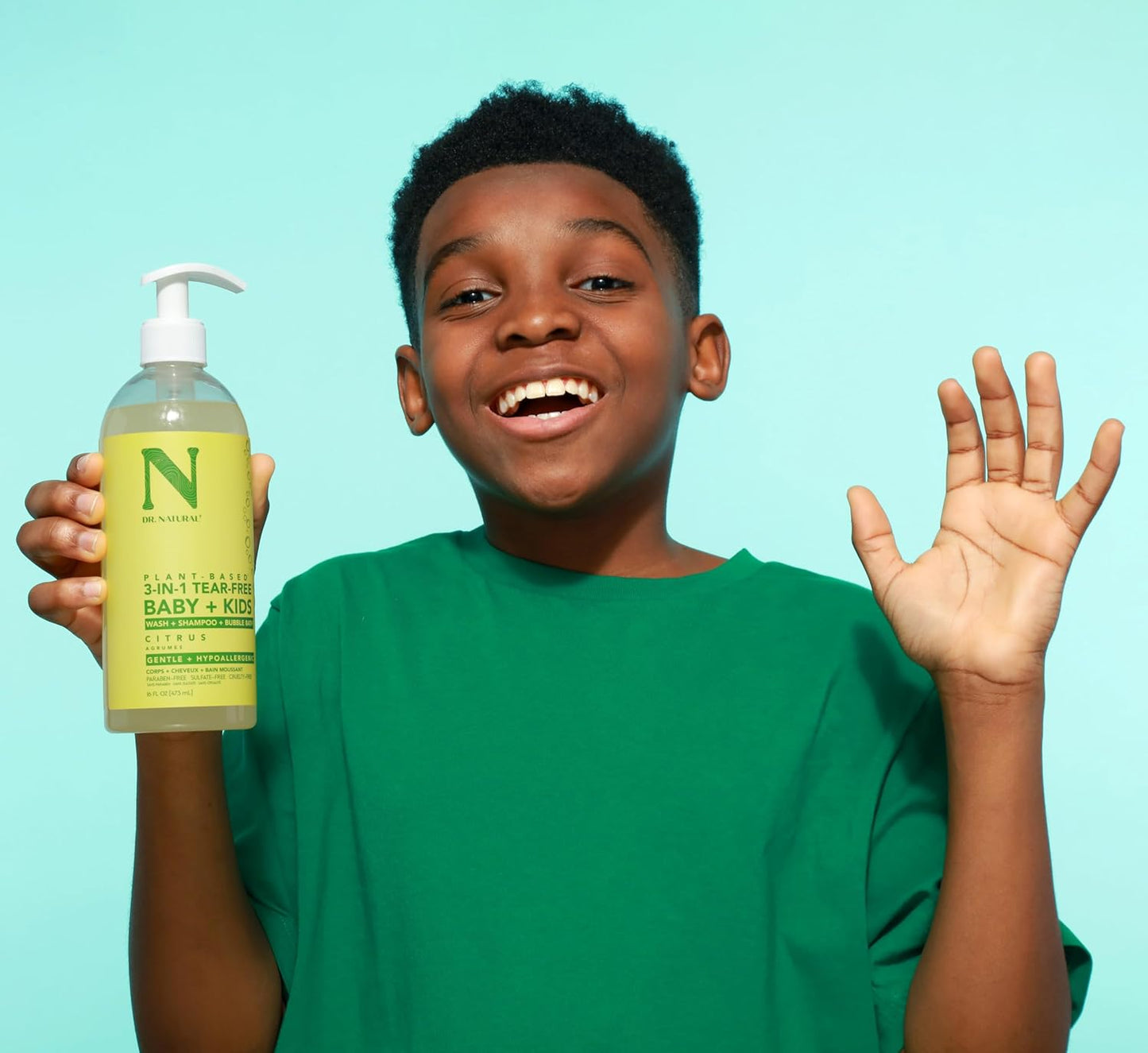 Dr. Natural 3-in-1 Tear-Free Baby Plus Kids Soap - Head-to-Toe Soap and Shampoo - Sensitive Skin Moisturizing Body Wash - Citrus - 16 oz